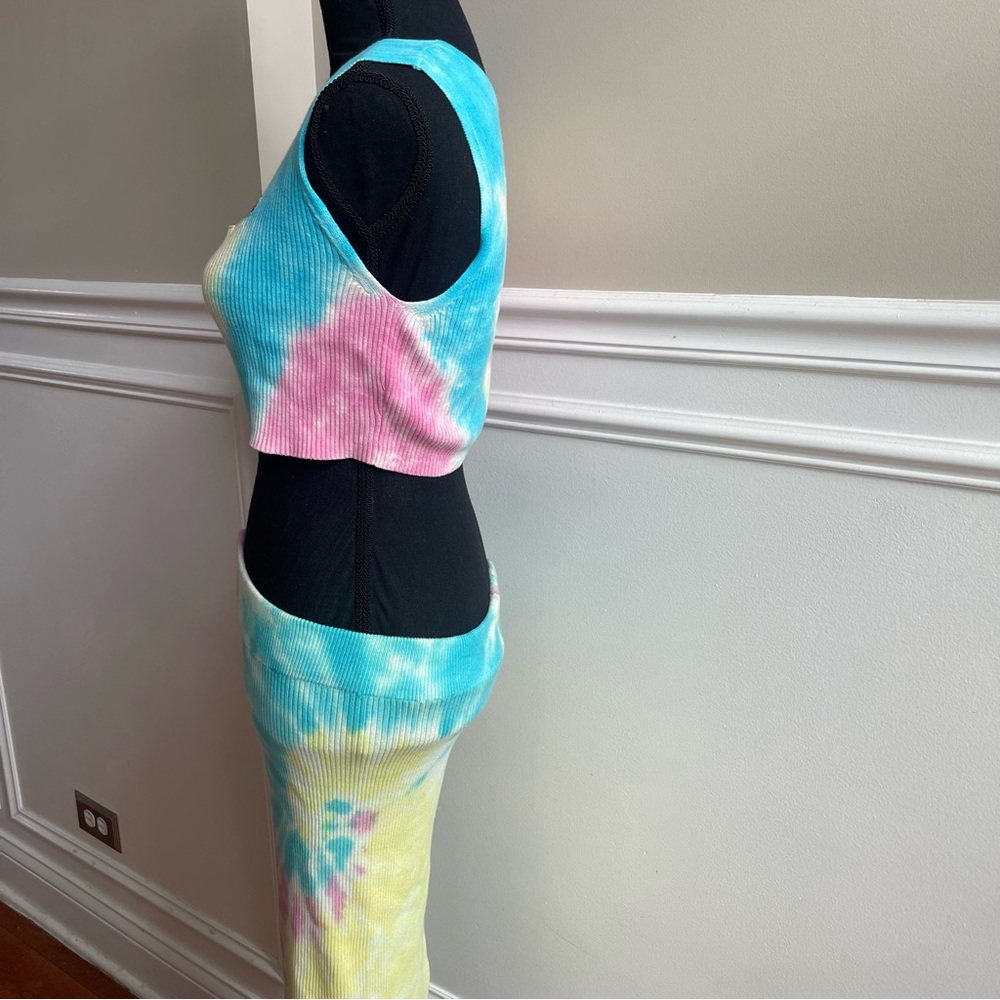 Jolie & Joy Tie Dye Cropped Sleeveless Square-Neck Crop Top and Skirt Set Size M - Picture 5 of 10